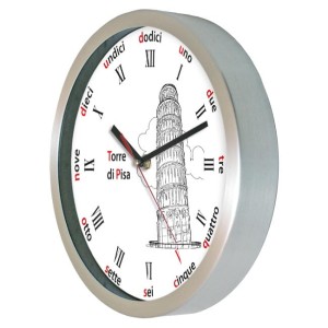 Aluminiowy zegar ścienny  Krzywa Wieża w Pizie