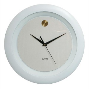 Zegar ścienny złota kropka biały