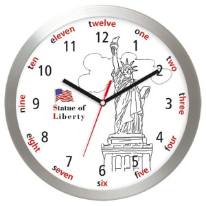 Aluminiowy zegar ścienny Statua Wolności
