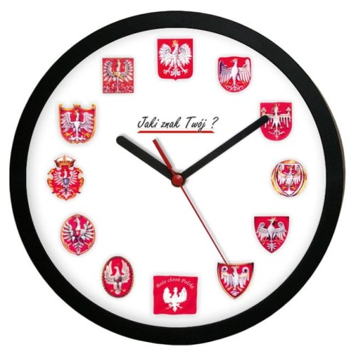 Polskie orły zegar z czarną ramką