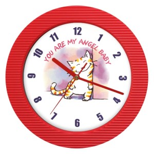 Zegar ścienny kolor zalotny kotek