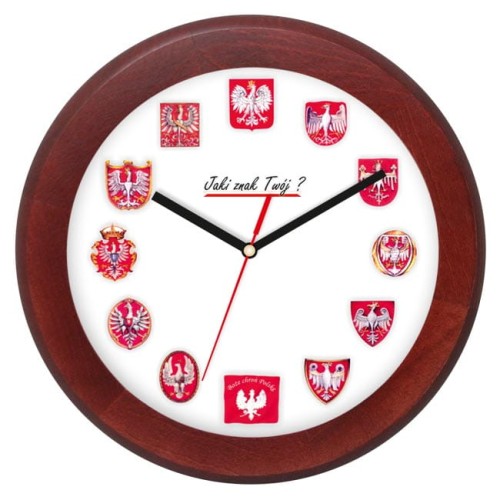 polski orły zegar drewniany mahoń