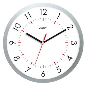 Zegar ścienny srebrny Arabic