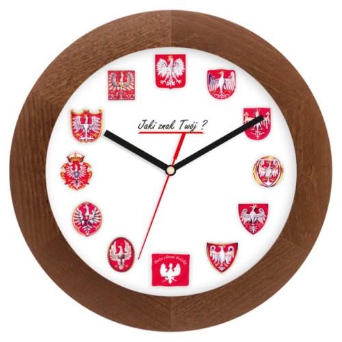zegar drewniany polskie orły ciemny dąb