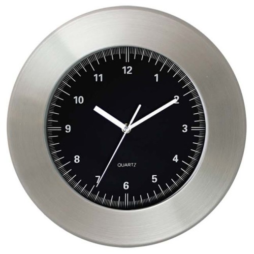 Zegar metalowy z szeroką ramką